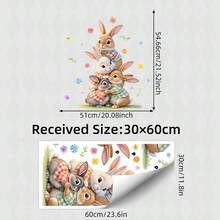 BRUP 1 Sheet Cuddly Bunnies Wall Stickers, 4 Rabbits Stacking , Cute Animal Cluster Design For Nursery Kids Room Door Decor, Removable Peel And Stick Decals, BFF Friendship Theme Art - Multicolor - View 14