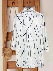 女士优雅翻领衬衫裙，适合从办公室到派对等各种场合，四季皆宜，白色，适合度假和春季穿着。 - 白色 - 查看 3