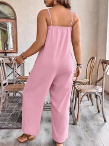 Kombinezon letni, swobodny, różowy, plus size - Różowy - Zobacz 2