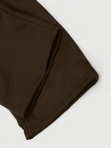 Plus Size European & American Style Men's Loose Brown Sports Sweatpants, Drawstring Design, Comfortable & Versatile - Coffee Brown - View 3