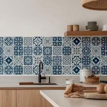 30 Pack Blue And White Peel And Stick Backsplash, 4x4 Inch Mediterranean Tile Stickers, Waterproof Vinyl Wall Decals For Kitchen & Bathroom - Multicolor - View 7