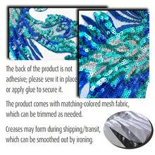 [Free Shipping]Silvora Pair Embroidery Phoenix Costume Sequin Appliques Patches, Peacock Feather Tail Applique Embellishments For Dance Dresses,Clothes,T-Shirt,Neckline Bodice Pants (Blue) - Blue - 查看 6