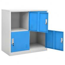 vidaXL Armoires à casiers 2 pcs Gris clair et bleu 90x45x92,5 cm Acier - Bleu azur - Voir 6