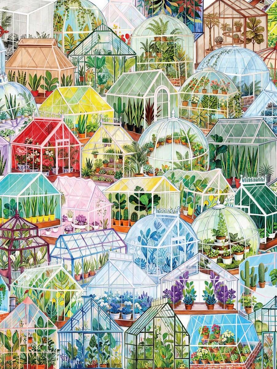 1Set Transparent Greenhouse Flower Stickers Green Aesthetic Stickers Plant Party Favors Craft Supplies PET Vinyl Sticker - Multicolor - View 1