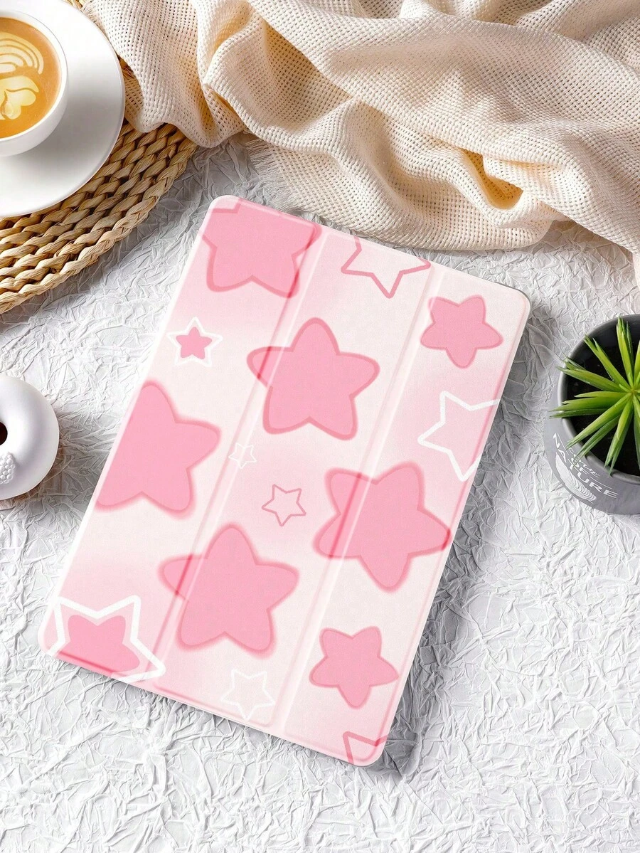 1pc Vintage Blue Hibiscus Flower Pattern Tablet Protective Case, Compatible With Apple IPad 10.2 Inch, IPad Pro 2021/2020, IPad 9th/10th Gen, IPad 11 Inch 11th Gen 2025, Galaxy Tab A8 10.5 Inch  Matepad 10. , Anti-Drop, With Pen Slot, Support Sleep/Wake - Multicolor-1 - View 1