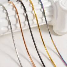 5pcs/Pack Elegant Luxury Fashion Multi-Length Lobster Clasp 1.5mm Flat Snake Chain Necklace, 304 Stainless Steel High Quality Vacuum Plating, DIY Jewelry Supplies, Suitable For Pendant Accessories, Jewelry Making, Valentine's Day, Mixed Colors & Sizes - 5pcs - View 13