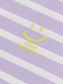 Balabala Unisex Striped Cotton Casual Top, Soft Fabric, Loose Fit, Comfortable T-Shirt - White Purple - View 5