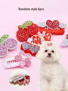 6个夏季水沟迷你可爱BB夹，适合小型和中型长毛犬猫，非常适合日常拍照、夏季美化和装饰小型犬毛发，款式随机。 - 彩色 - 查看 9