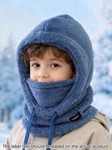 北极羽绒防风保暖骑行抓绒围脖围巾帽一体式帽套（8-12岁）