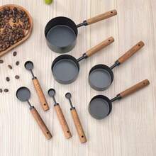 4/8pcs Measuring Cup & Spoon Set, Stainless Steel Measuring Cups And Spoons With Rosewood Handles, Suitable For Dry Goods And Liquid Ingredients, Baking Tools DIY, Seasoning Spoon, Powder Spoon, Coffee Spoon Kitchen Baking Tools - Multicolor - View 2