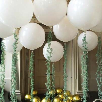 15/10/5pcs Latex Balloons, 18 Inch White Giant Balloons, Heavy Duty Balloons Suitable For Wedding, Baby Shower, Birthday Party, New Year Decoration, Princess Theme Party, Bachelor Party, Carnival Party, Birthday Celebration, Graduation Ceremony, Anniversary, Independence Day Party