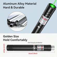 Puntero láser verde de largo alcance y alta potencia, [material actualizado] bolígrafo láser, [2000m] puntero láser verde recargable, adecuado para senderismo, juguete para gatos, recargable por USB - Verde - Ver 7