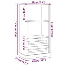 vidaXL Biblioteca VIGO blanca 60x35x114,5 cm madera maciza de pin - Blanco - Ver 9