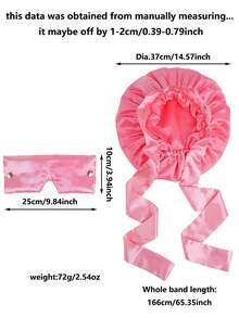 Mũ ngủ satin 2 lớp có mặt nạ mắt tháo rời, phù hợp với tóc xoăn tự nhiên, giảm xơ rối, giữ ẩm, làm mượt tóc thẳng, che phủ tóc dài, phù hợp với tóc xoăn và tóc tết, màu đen & hồng. - Hồng - Xem 9