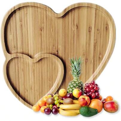 Wooden Serving Tray Heart Shaped Cheese Board Salad Plate Dinner Plate Cake Plate Decorative Serving Platter Plate For Snack Candy Food Fruit Decor Size:10.63x10.63x0.63inch
