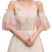 Bridal Removable Sleeve Summer Beach Wedding Party Layered Arm Cover Removable Lace Sleeves Bride Wedding Arm Cover Decorate Ruffle Sleeve Wedding Detachable Lace Sleeves Removable Handmade Bride Arm Sleeves Cover - A - View 8