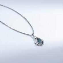 1件优雅奢华925银镶嵌玛瑙水滴吊坠项链，适合女性日常、派对和送礼。 - 銀色 - 查看 3