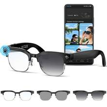 W630 4K HD Video/Photo Women's Fashion Portable Smart Glasses, Men's Smart Glasses, Featuring AI Recognition, Translation, And Protection Functions. Women's Glasses, Men's Glasses, Suitable For Casual Wear, Home Office, And Outdoor Sports Scenarios. - 黑色(變色鏡片) - 查看 1