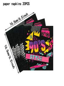 Bright Neon 90s Retro Tableware Features Cassette And Game Controller Prints. Disposable Plates, Cups And Napkins Fit Retro Birthday, Nostalgic Themed Parties And Casual Friends Gatherings. - Multicolor - View 5