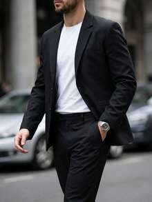 男士正式商务西装外套，办公通勤款 - 黑色 - 查看 2