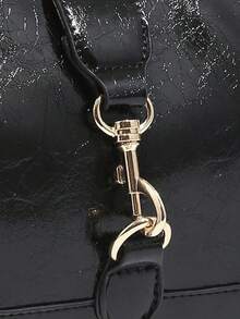 Novachic,1pc Retro Minimalist Hook Decor Adjustable Shoulder Strap Crescent Shape Bag, Suitable For Date, Outing, Party, Burgundy Glossy Crescent Shoulder Bag With Gold Metal Buckle Vintage Tote, Commuter Date Bag For The Discerning, Small Capacity Lightweight Underarm Bag, Top Handle Versatile Casual Design, Spring/Summer Fashion Underarm Pouch With Adjustable Strap, Large Capacity For Everyday Use, Spacious Capacity, Street & Japanese Bag For Women, Y2K Perfect For Spring, Summer, Autumn & Winter, Suitable For Women, Students And Office Workers Commuting, Casual Use Of Small Bags, Suitable For Girls, Ladies, Students, Office Workers, Commuting, School Outfits, Burgundy Red, Fashionable Burgundy Bag, Retro Inspired Bag For Women------Valentine's Day, Valentines, Valentines Day, Bag Charm, Purse Charm, Bag Charms, Beach Accesories For Women, Beach, Beach Bag, Vacation Essentials, Airplane Travel Essentials, Cruise Essentials, Valentines Gift, Valentine's Day Gift [US-Based Shipping]. - màu đen - Xem 3