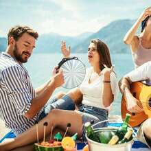 1个6/8/10英寸手持铃鼓，单排铃铛伴奏奥尔夫打击乐器，适用于KTV、派对气氛营造、节日礼物（不含鼓槌），铃鼓，鼓槌，鼓槌 - 彩色 - 查看 6