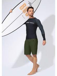 Men's Swim Trunks Quick Dry Board Shorts With Zipper Pockets Beach Shorts Bathing Suits Men - No Mesh Liner - 橄欖 - 查看 5