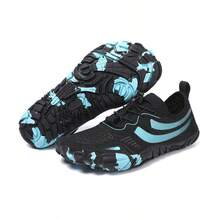 Nouvelles chaussures de randonnée outdoor, chaussures de surf et de plongée, chaussures à cinq doigts respirantes, chaussures de gué, chaussures de course amphibies pour la plage, chaussures de fitness à semelle souple pour l'intérieur et à semelle dure pour le squat, chaussures silencieuses anti-dérapantes pour la corde à sauter, chaussures de course à semelle amortissante souple, chaussures de training décontracté et de yoga pour femmes - Bleu saphir noir - Voir 18