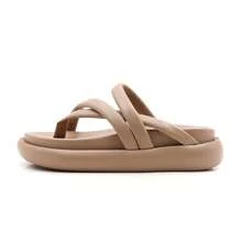 lunryet Women's Slide Sandals Comfortable Square Toe Beach Slip On Strappy Thong Flat Sandals SOFT-7 - khỏa thân - Xem 5