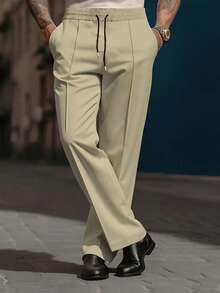 6XL加大码男士宽松商务休闲裤，采用舒适柔软且略带弹性的面料制成，直筒裤型，适合工作、商务会议、购物、约会、休闲活动和日常出行等场合。春季款 - 卡其色 - 查看 6
