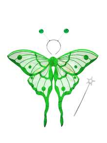 三件套，适用于嘉年华派对表演、节日装饰和派对装扮。角色扮演翅膀，适合各种节日、嘉年华和万圣节。双色长尾蝴蝶翅膀。