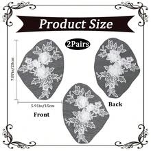 [Free Shipping]4Pcs 3D White Flower Lace Applique Polyester Floral Embroidery Appliques Vintage Embroidered Soild Sew On Tulle Patches For Sewing MaFKing Crafts Dress Wedding Party Shirt Skirts Bags Supply - White - 查看 3