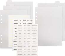 A5 Transparent PP Binder Divider Index Tabs Top Vertical 5-Tabs Loose Leaf Refills Decorative Divider Separator Page Dividers For 6 Holes Binder Planner Journal,5 Sheets With Stickers - 顏色 - 查看 1