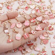 20pcs Valentine's Day Themed Keychain Set | Cupid's Hearts And Bouquet Zinc Alloy Pendants, Surprise Mix & Match | Exquisite Gift Set For Festivals And Parties - Multicolor - View 2