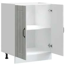 vidaXL Meuble de base de lavabo Lucca gris béton bois ingénierie - Gris - Voir 5
