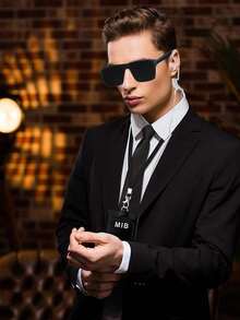 4/5/8/10pcs Fashion Creative MIB Agent Costume Accessories, Secret Agent Outfit Set Suitable For Men & Women Roleplay, Applicable For Valentine's Day Party, Christmas Ball, Cosplay, Men In Black Agent Accessories - Black - View 5