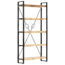 vidaXL Biblioteca 5 níveis 90x30x180 cm Bois sólido de manguier - Castanho - Ver 1