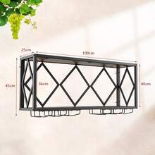COSTWAY Wall Mounted Wine Rack, Wine Display Shelf W/ Wine Bottle Rack & 6 Rows Of Stemware Holder, Wine Storage Rack For 39 Bottles & 12 Glasses, Suitable For Kitchen, Living Room, Dining Room, Brown - Brown - View 6
