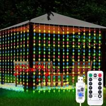 Luces de cortina LED con 8 modos, alimentadas por USB, luces de ambiente para boda, Año Nuevo, Día de San Valentín, dormitorio, sala de estar, decoración de pared, cumpleaños, fiesta, decoración de ventana interior (control remoto no incluido con batería) - Luz de cortina USB - Ver 13