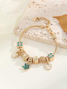 1件装时尚心形花朵装饰手链，适合青少年日常佩戴，情人节、妈妈、母亲节礼物 - 彩色 - 查看 4