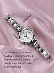 jw 1件装女士简约合金石英手链腕表，优雅圆形表盘，时尚白色指针，休闲别致，高品质且价格实惠的女士石英表，适合日常佩戴和装饰，也是送给女性的绝佳礼物。