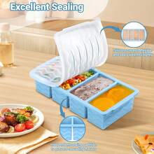 Silicone Freezer Molds For Soup With Lid – 1-Cup Soup Container Style Ice Cube Trays For Freezer, Meal Prep & Storage, Freeze 250mL/125mL Portions – 2 Pack - 淺藍色 - 查看 5