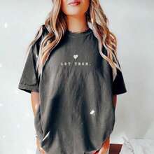 Let Them Unisex-Shirt, Positive Quotes Shirt Mental And Anxiety, Inspirational Quote Tee Self Love Idea,Women's Clothing, Cartoon And Letter Printing, Comfortable Cotton Material, Skin Friendly, Soft And Cool, Summer Women's-Shirt ClothingSports Short Sleeves - 黑色 - 查看 7