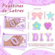 58 Parches Autoadhesivos, Pegatinas de Letras, Parches para Planchar, Parches de Tela Autoadhesivos, para Ropa Chaquetas de Tela Bricolaje Telfono Mvil (Morado 58 piezas) - morado 58 piezas - Ver 4