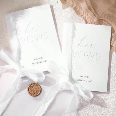 Embossed Wedding Vow Books With Embossed Letters Perfectly Sized Vow Books Wedding Registry Gifts Ideas Bride Groom Newly Engaged Couple With RibbonClassic