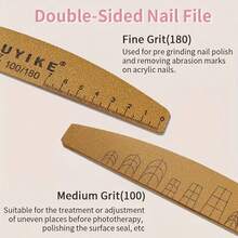 1 Washable Ruler Shaped Nail Polish Strip, 100/180 Mesh Double-Sided Frosted Nail Plate, Washable Double-Sided Nail File & Polish Board - 100/180 Mesh Sandpaper With Ruler Scale And Shape Template, Double-Sided Ruler Shaped Nail Polish Strip, Wear-Resistant Glass & Sponge Design - Multicolor - View 3