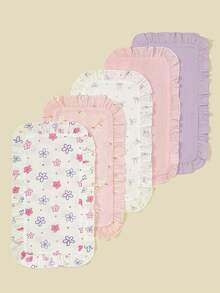 5pcs/Pack Soft & Comfortable Cotton Baby Bibs, Burp Cloths - Multicolor - View 4