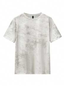 Camiseta holgada de cuello redondo blanca con estampado floral irregular de JUTU para primavera/verano, nueva blusa casual de manga corta versátil y de largo medio para mujeres - 0A11 Blanco roto - Ver 9