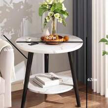 Simple Double-Layer Side Table, Suitable For Home, Living Room, Balcony, Bedroom Nightstand, Small Space - Black - View 4
