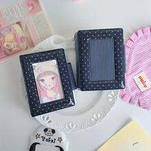 新款极简黑色十字设计时尚卡包，3英寸网格钱包，适用于小型卡片、照片卡和拍立得胶卷。 - 彩色 - 查看 6